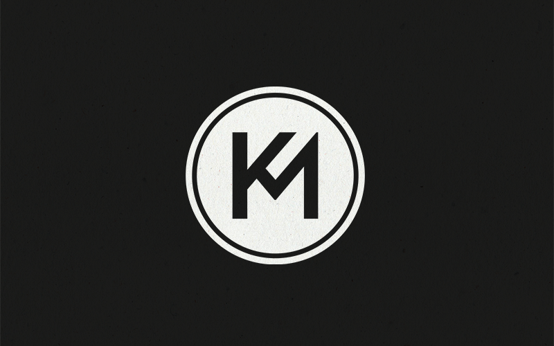 Km logo monogram with emblem line style isolated Vector Image