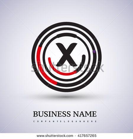 Black and Red Circle Company Logo - Letter X vector logo symbol in the circle thin line colored black ...