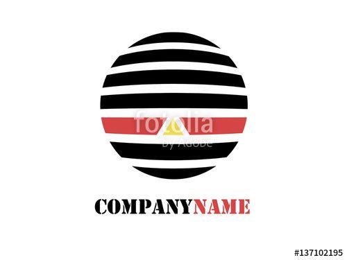 Black and Red Circle Company Logo - Company logo. Circle from black and white lines with yellow triangle ...