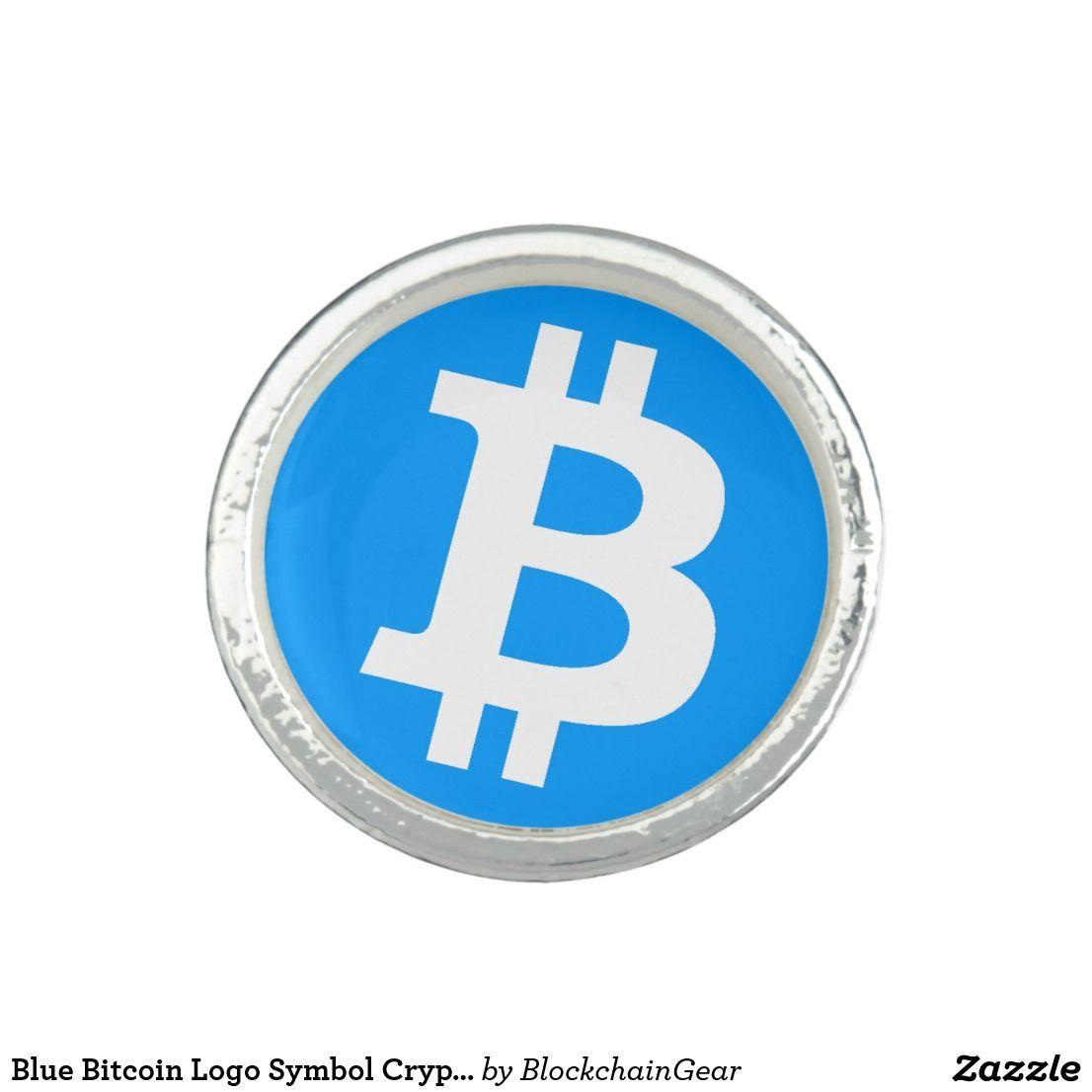 Blue Ring Logo - Blue Bitcoin Logo Symbol Cryptocurrency Ring. Blockchain Gear