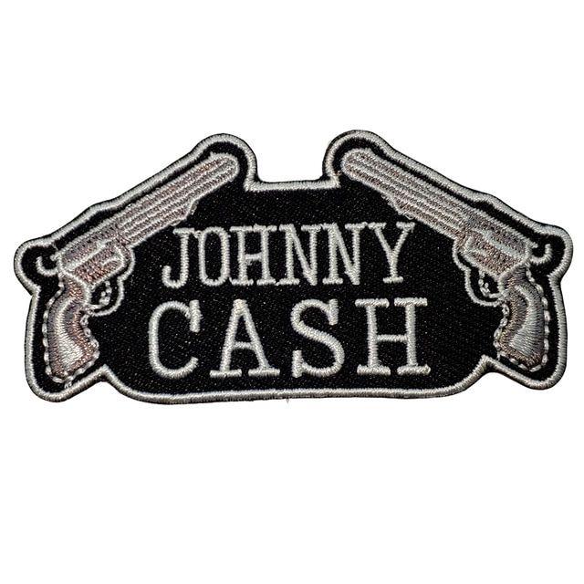 Johnny Cash Logo - Custom Design Logo Name JOHNNY CASH DOUBLE GUNS PATCH Iron On T Shit ...