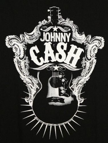 Johnny Cash Logo - Johnny Cash Guitar Shield T-Shirt - NerdKungFu