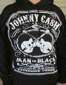Johnny Cash Logo - JOHNNY CASH LOGO HOODIE BLACK HOODED SWEATER