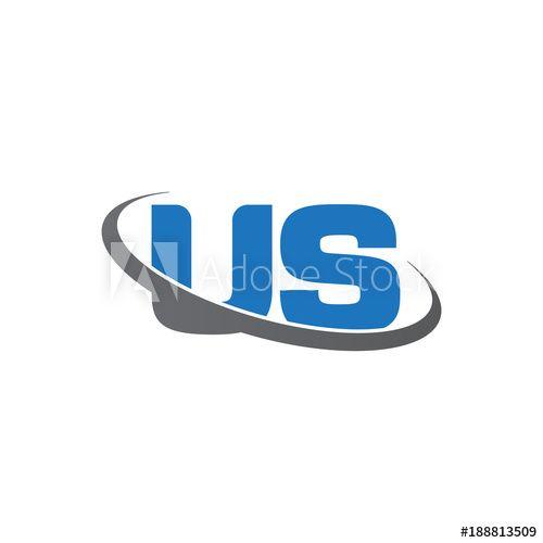 Blue Ring Logo - Initial letter US, overlapping swoosh ring logo, blue gray color