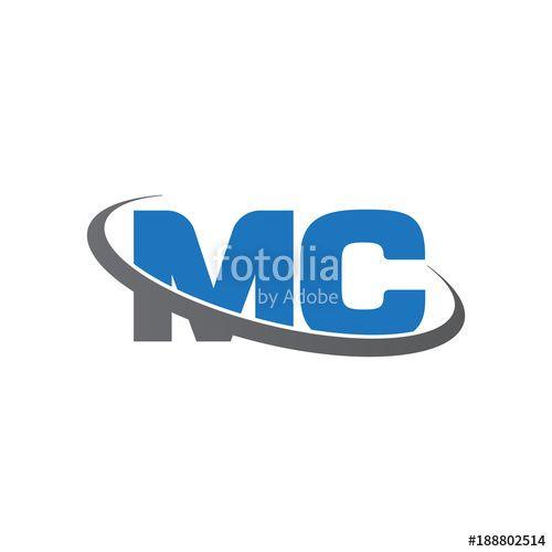 Blue Ring Logo - Initial letter MC, overlapping swoosh ring logo, blue gray color