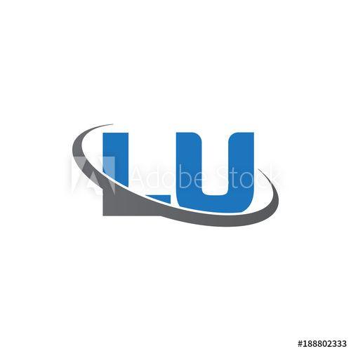 Blue Ring Logo - Initial letter LU, overlapping swoosh ring logo, blue gray color