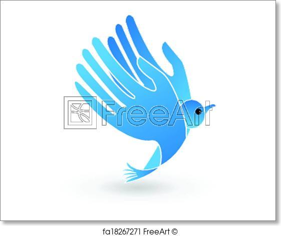 Hand Bird Logo - Free art print of Hands bird praying logo. Vector of bird with hands