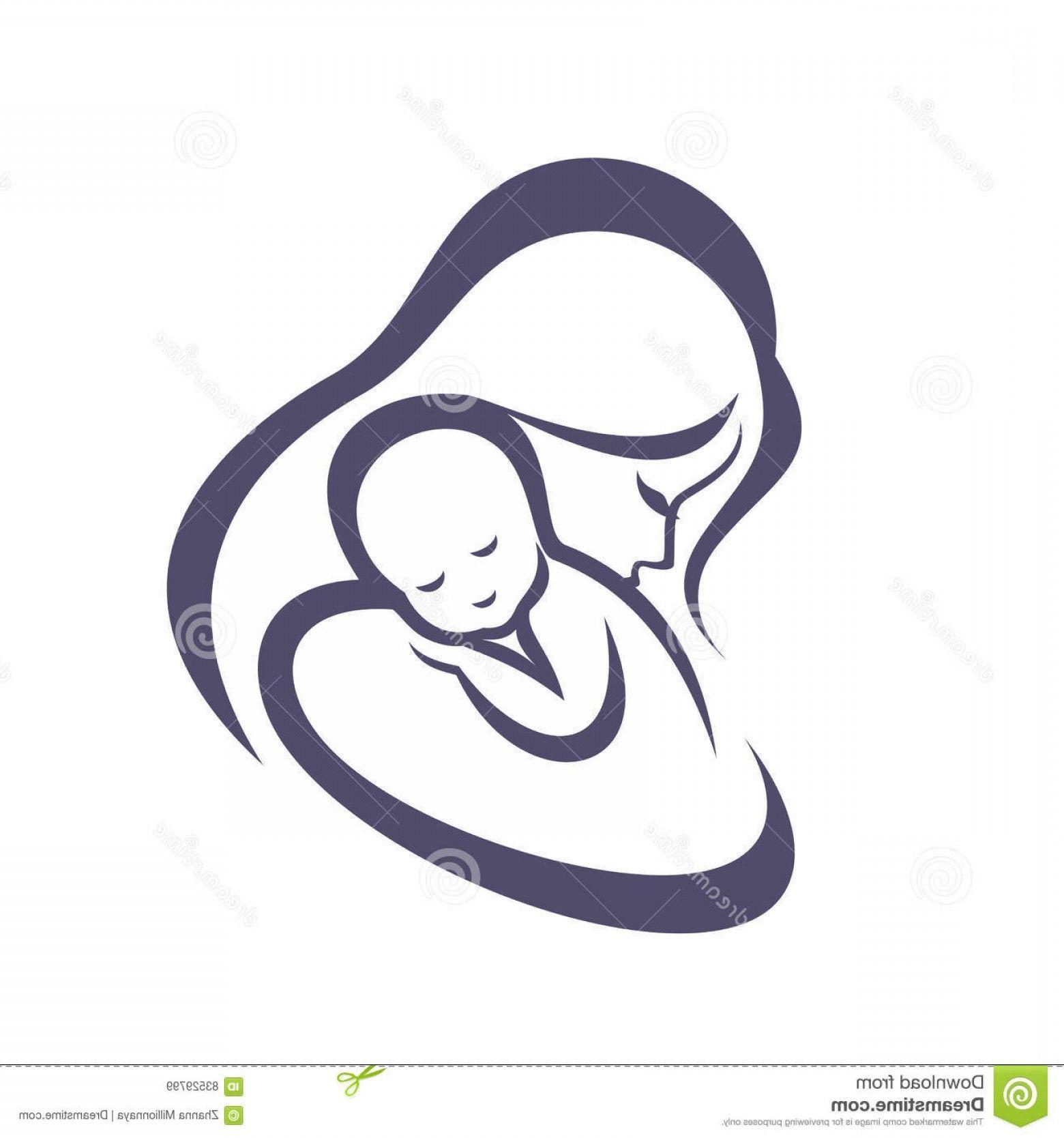 Mom and Baby Logo - Stock Illustration Mother Baby Stylized Vector Symbol Mom Huges Her
