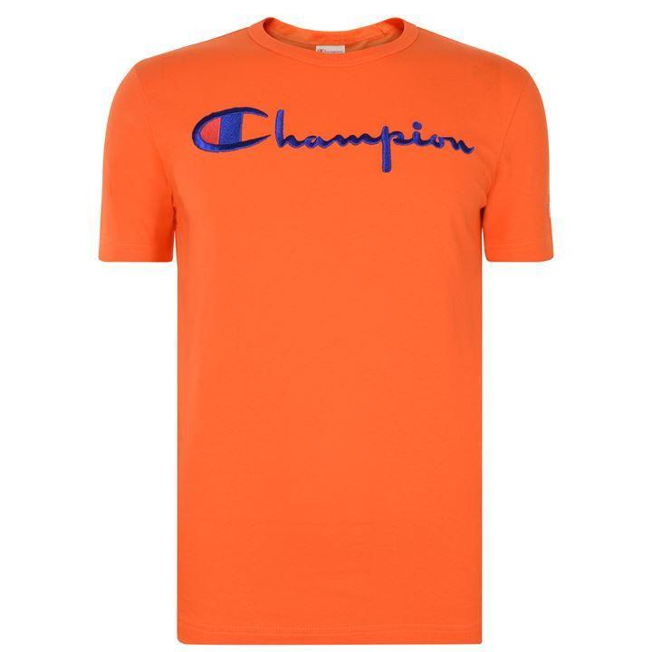 Orange Clothing Logo - Orange CHAMPION Logo T Shirt OGUVHE-74913 Mens Clothing