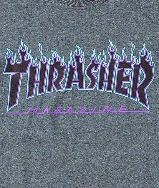 Cool Thrasher Logo - Thrasher Flame Logo Purp T-Shirt | Zumiez