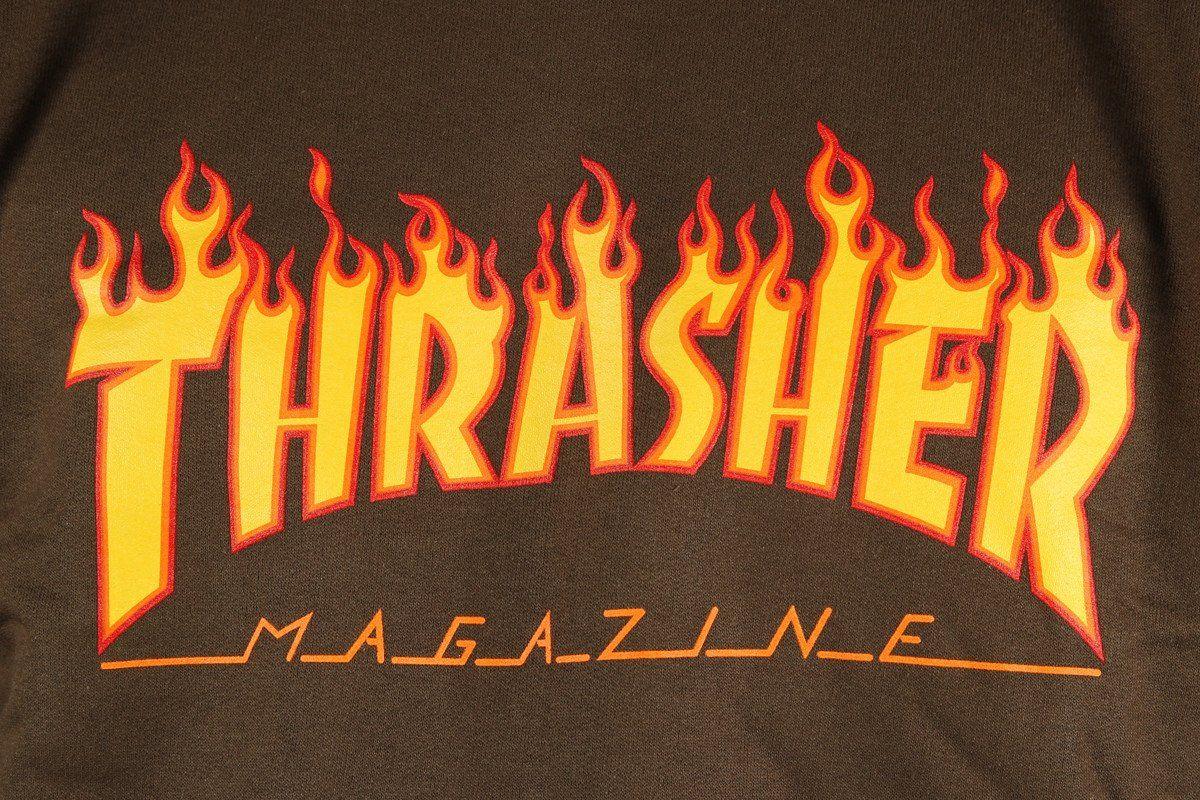 Cool Thrasher Logo - Cool Brown Thrasher Flame Logo Crew Thrasher Sweatshirts & Hoodies