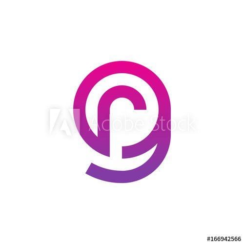 R Inside Circle Logo - Initial letter gr, rg, r inside g, linked line circle shape logo