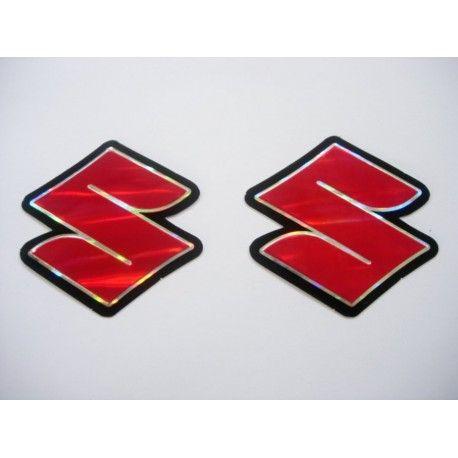 Red Chrome Logo - SUZUKI motorcycle - red chrome logo stickers - Racing Stickers