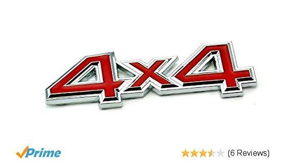 Red Chrome Logo - Automaze Metal 4X4 3D Logo Badge for All Cars (Red, Chrome)