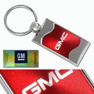 Red Chrome Logo - Details about Red / Chrome Rectangular Wave Style Key Ring Keychain Fob  With GMC Logo