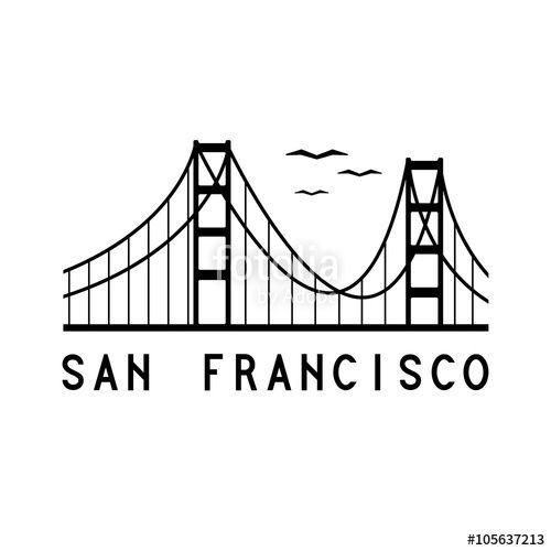Golden Gate Bridge Logo - Golden Gate bridge of San Francisco vector illustration Stock image