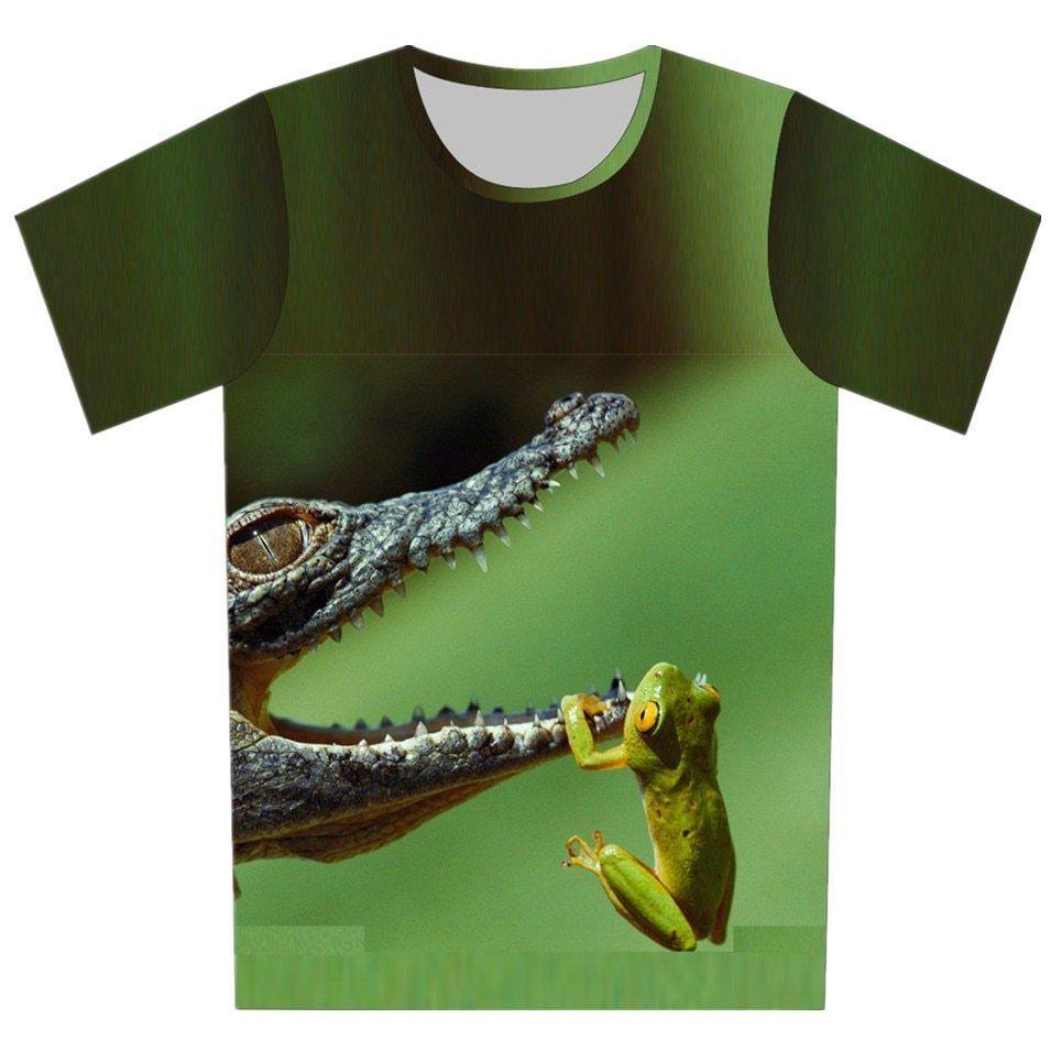 Clothing Brand with Alligator Logo - ∞2018 Summer Children 3D Clothing Animal The Frog Crocodile Print