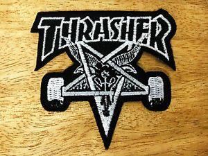 Cool Thrasher Logo - Thrasher EMBROIDERED Black&White PATCH IRON ON or SEW, Skateboard