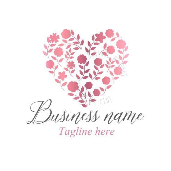 Name Heart Logo - Custom logo design pink heart logo rose gold logo heart