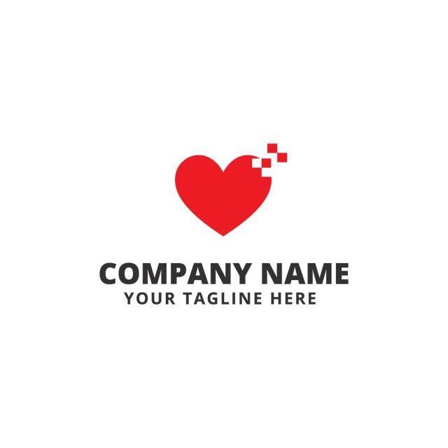Name Heart Logo - Pixel Heart Logo Template for Free Download on Pngtree
