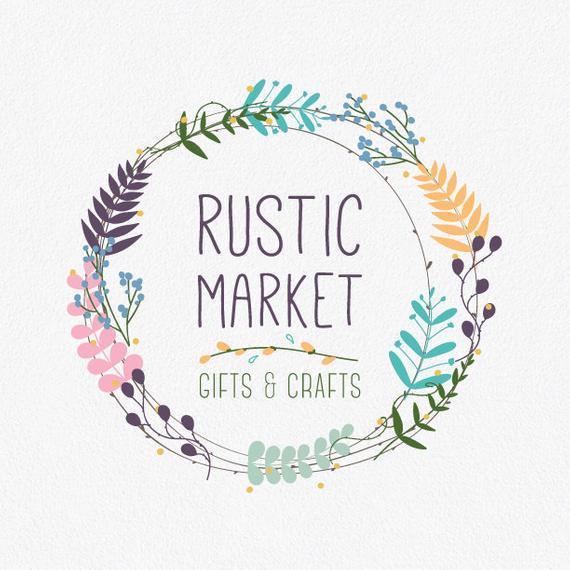 Rustic Logo - Floral Logo Design Rustic Logo Flower Logo Wreath Logo | Etsy