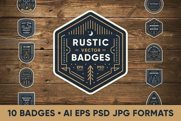 Rustic Logo - Rustic Line Art Badges Logo Templates Creative Market