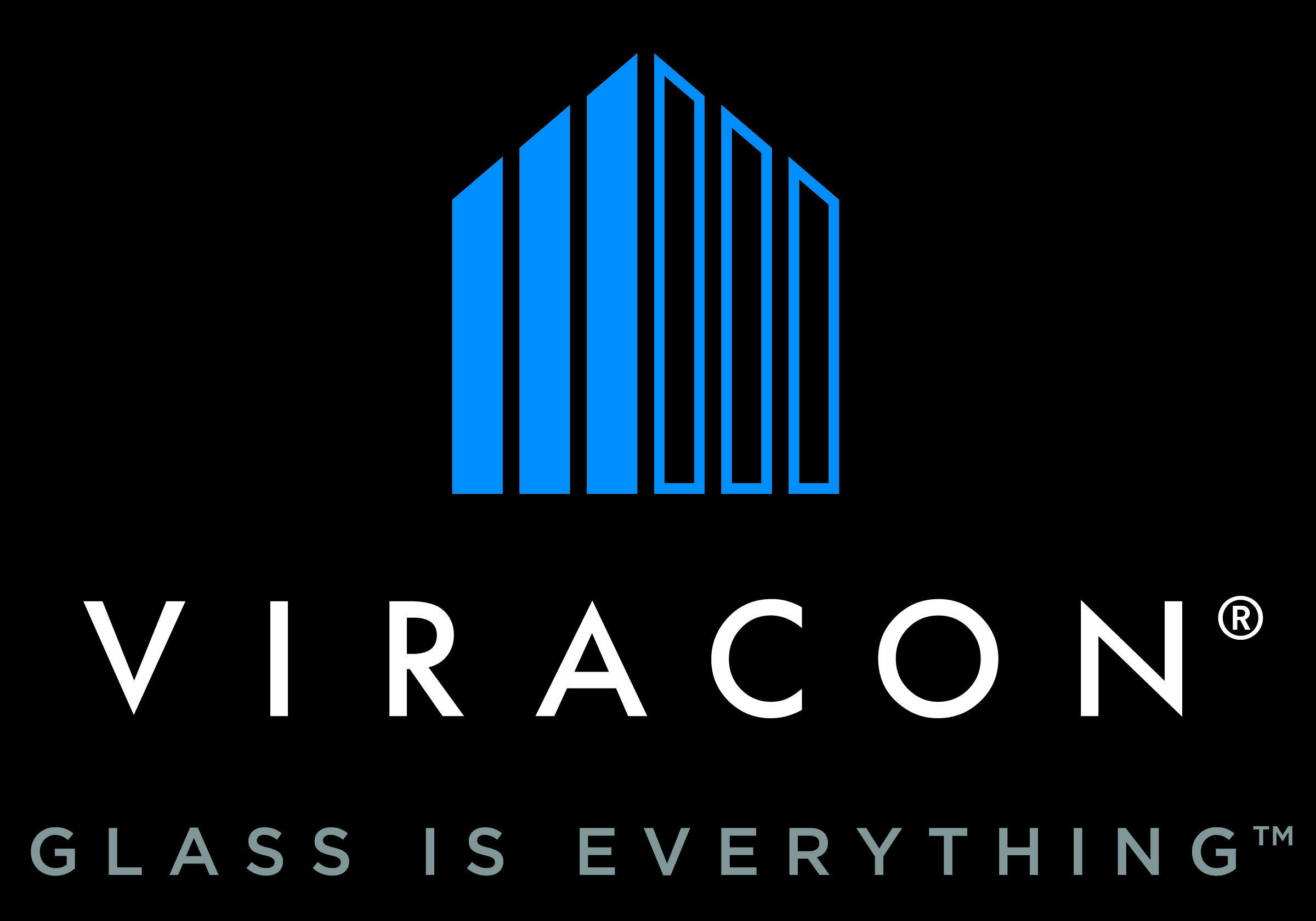 Blue and White w Logo - Viracon Single Source Architectural Glass Fabricator
