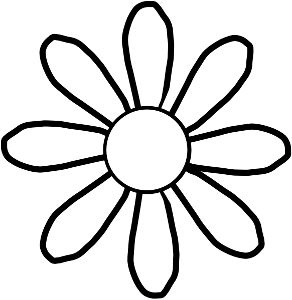 Flower Clip Art Black and White Logo - Free black and white flower clip art - RR collections