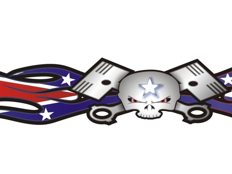 Rebel Flag GMC Logo - PistonHead Flamed Windshield decal