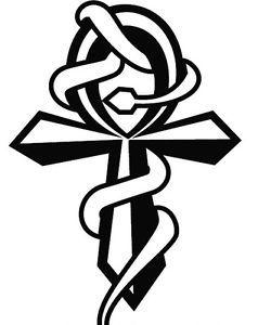 Cross and Snake Car Logo - CROSS AND SNAKE CAR DECAL STICKER