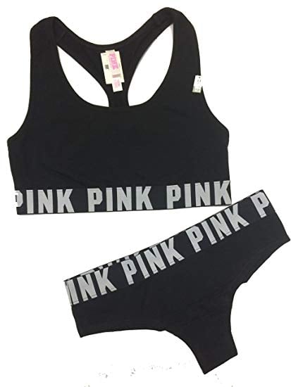 Victoria's Secret Pink Clothing Logo - Victoria's Secret Women's PINK logo Bra Top and Cheekster Panty Set