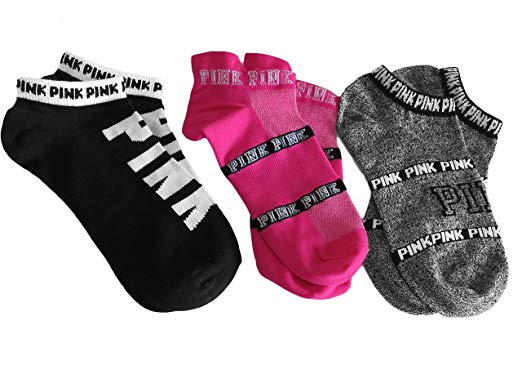 Victoria's Secret Pink Clothing Logo - Victoria Secret PINK No Show Socks Set Of 3 PINK LOGO