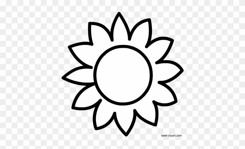 Flower Clip Art Black and White Logo - Black And White Sun Flower Clip Art - Sunflower Clipart Black And ...