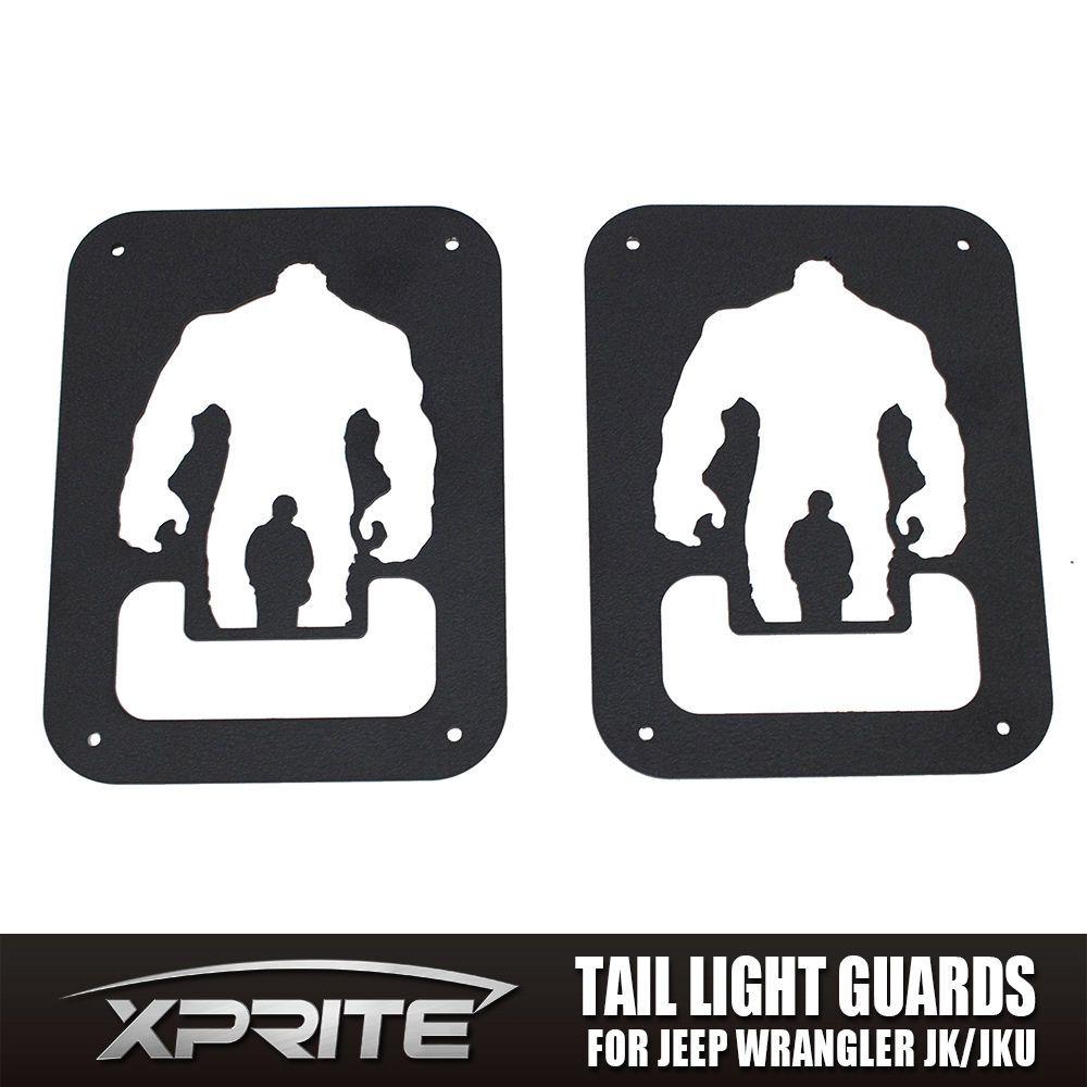 Jeep White Logo - Pair Black Rear Taillight Cover Guard Hulk Logo For 07 18 Jeep