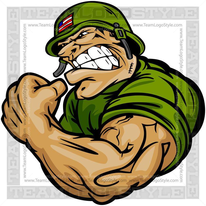 Soldiers Army Strong Logo - Strong Army Soldier Cartoon - Vector Cartoon Soldier
