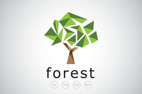 Green Polygon Logo - Polygon Glass Tree Logo Template Logo Templates Creative Market
