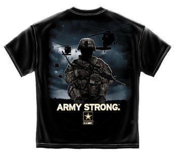 Soldiers Army Strong Logo - US Army Strong with Soldier and Helicopters T shirt