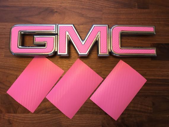 Pink GMC Logo - 07 18 GMC Sierra Yukon Pink Carbon Fiber Front Rear Emblem