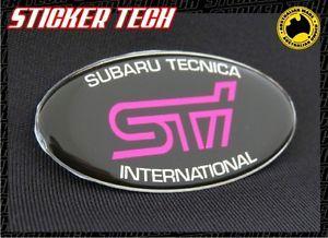 Pink GMC Logo - STI PINK AND BLACK GEL BADGE EMBLEM TO SUIT WRX STI IMPREZA SUBARU