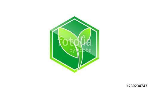 Green Polygon Logo - Leaf and polygon logo