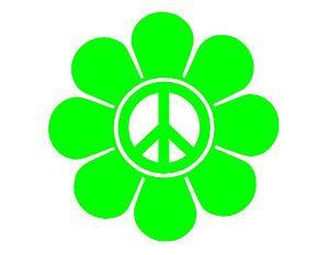 70s Flower Logo - FLOWER PEACE SIGN WINDOW DECAL VINYL STICKER NEON 5X5 SUNFLOWER