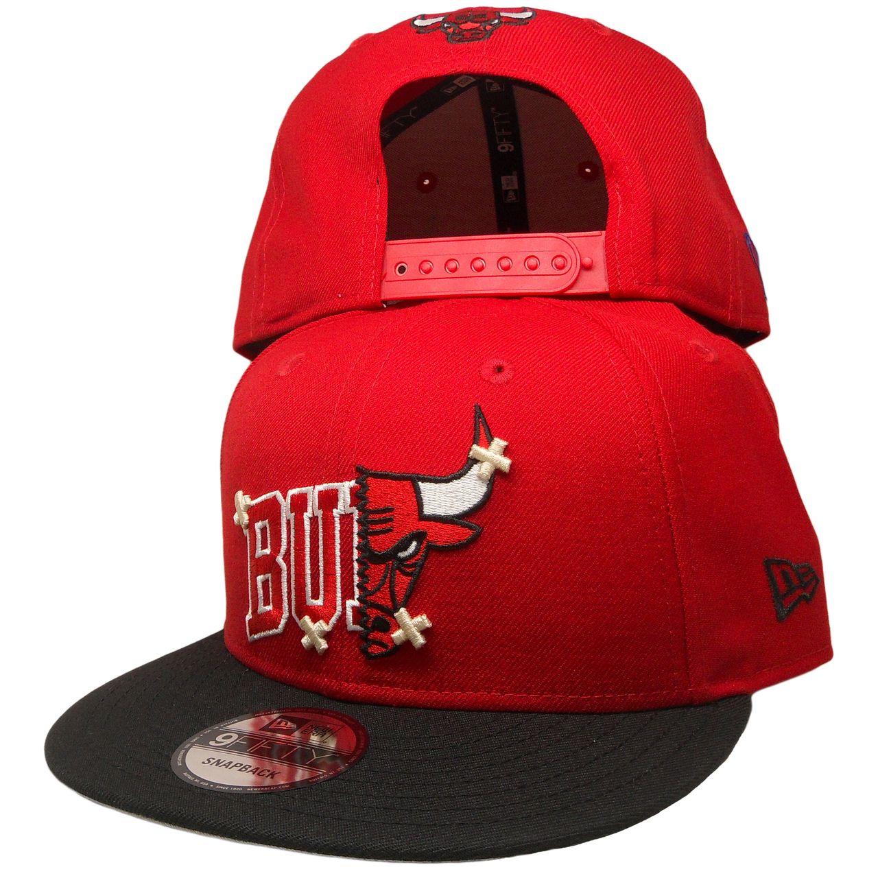 Half a Red N Logo - Chicago Bulls Half Stitch Logo Custom 9Fifty Snapback Hat - Red ...
