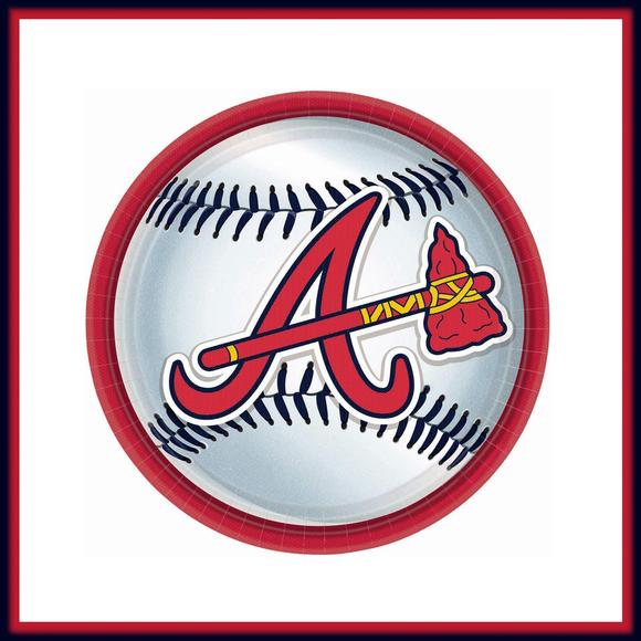 Braves Logo - Atlanta Braves A Logo with Baseball on Travertine Coaster ...
