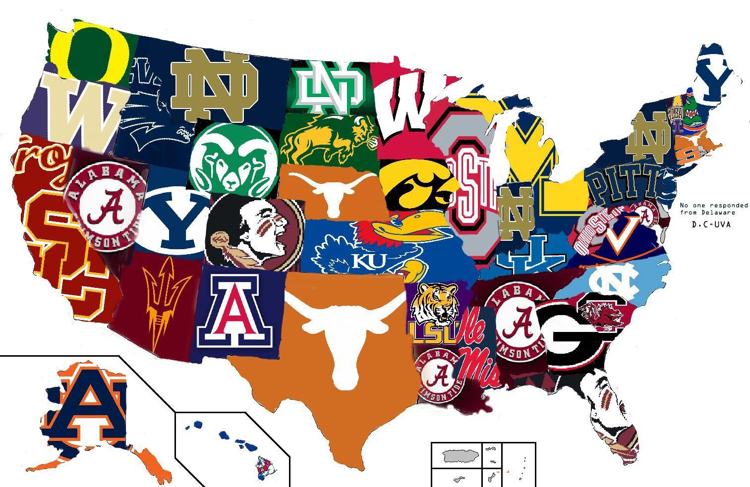 All College Football Team Logo - Map of the most hated CFB team