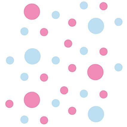 Blue and Pink Dot Logo - Set of 30 Polka Dots Vinyl Wall Graphic Decals