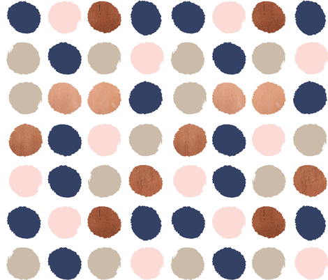 Blue and Pink Dot Logo - dots rose gold navy blue, taupe and blush pink dot fabric fabric ...