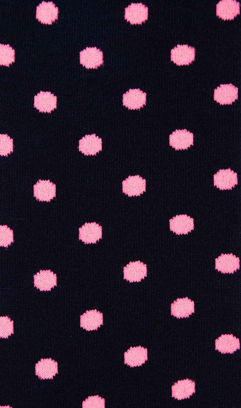 Blue and Pink Dot Logo - Midnight Navy Blue on Pink Dot Socks | Dots Polkadot Mens Sock | OTAA