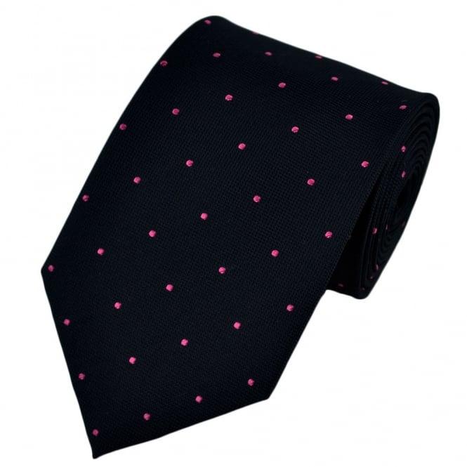 Blue and Pink Dot Logo - Navy Blue & Pink Silk Polka Dot Tie from Ties Planet UK