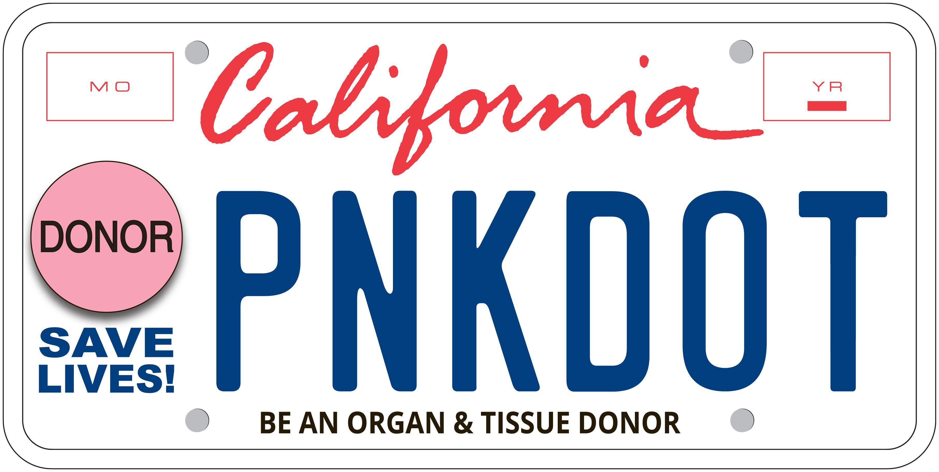 Blue and Pink Dot Logo - Reserve Your Pink Dot Plate at www.PinkDotPlate.org - Donate Life ...