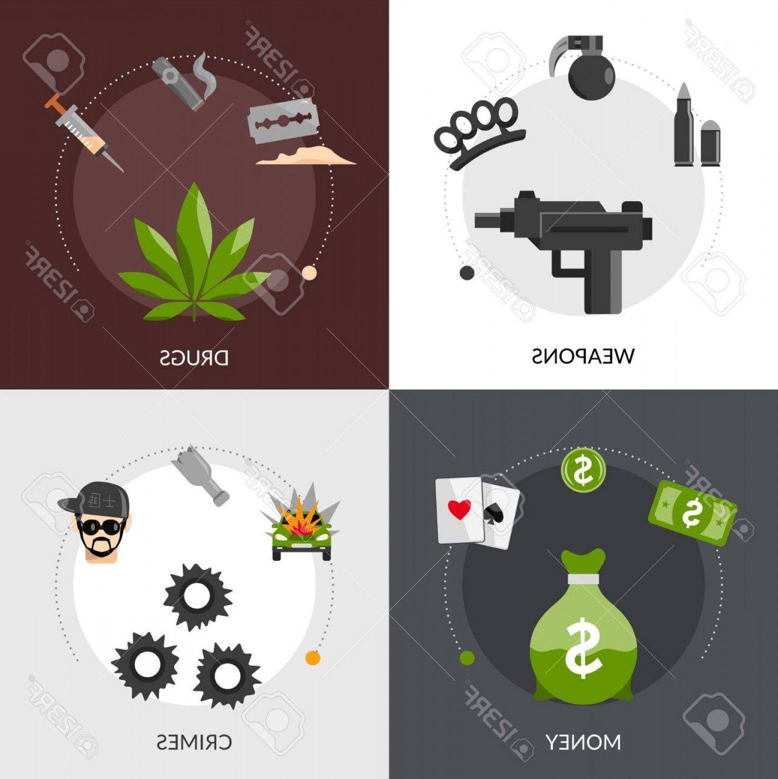 Gangster Money Logo - Photostock Vector Gangster Flat Icons Composition Of Weapons Drugs ...